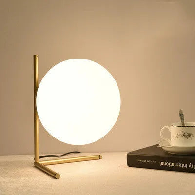 Creative glass shade LED desk lamp in one of three sizes with three-tone light and 1.5 metre cable.