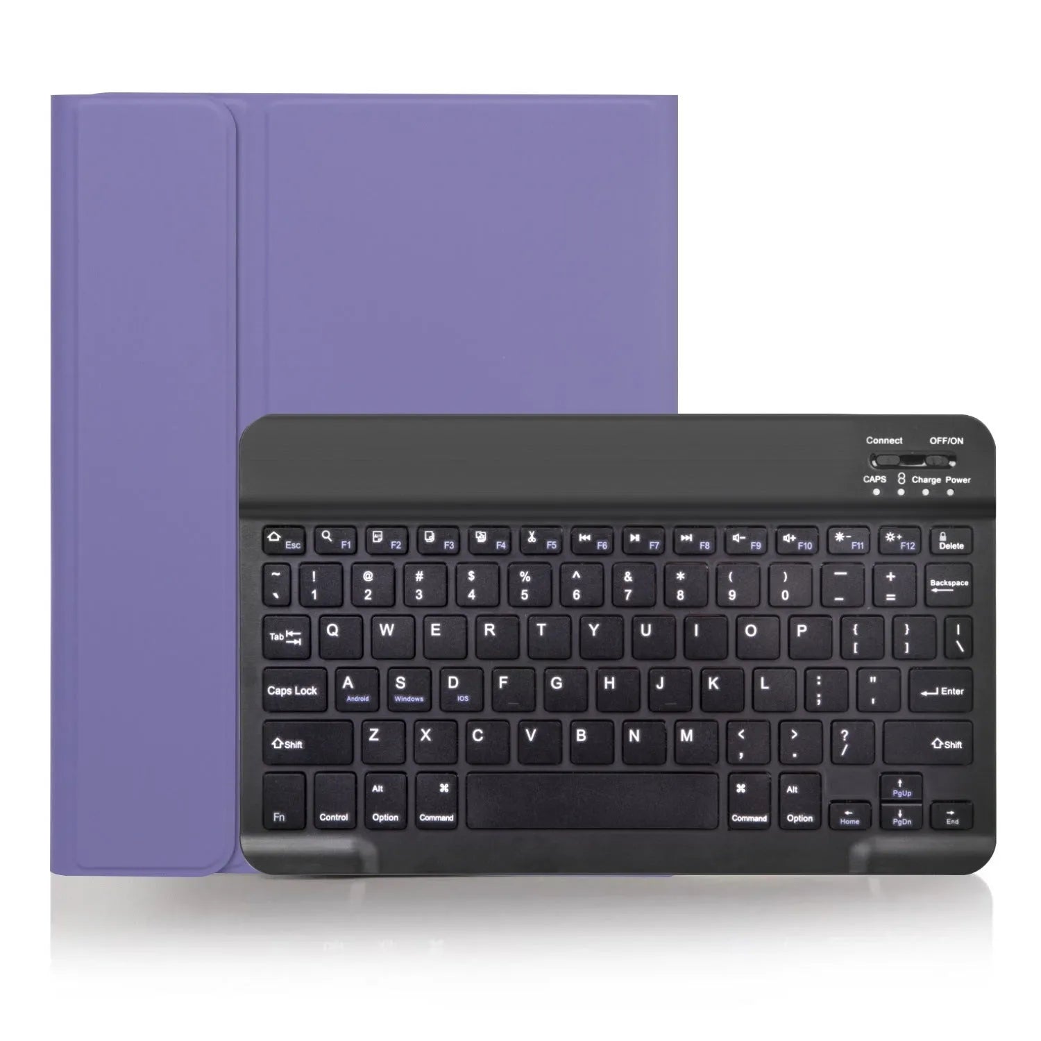 Wireless Bluetooth keyboard with split leather case in four colour options: green black, light green white, pink black, purple black