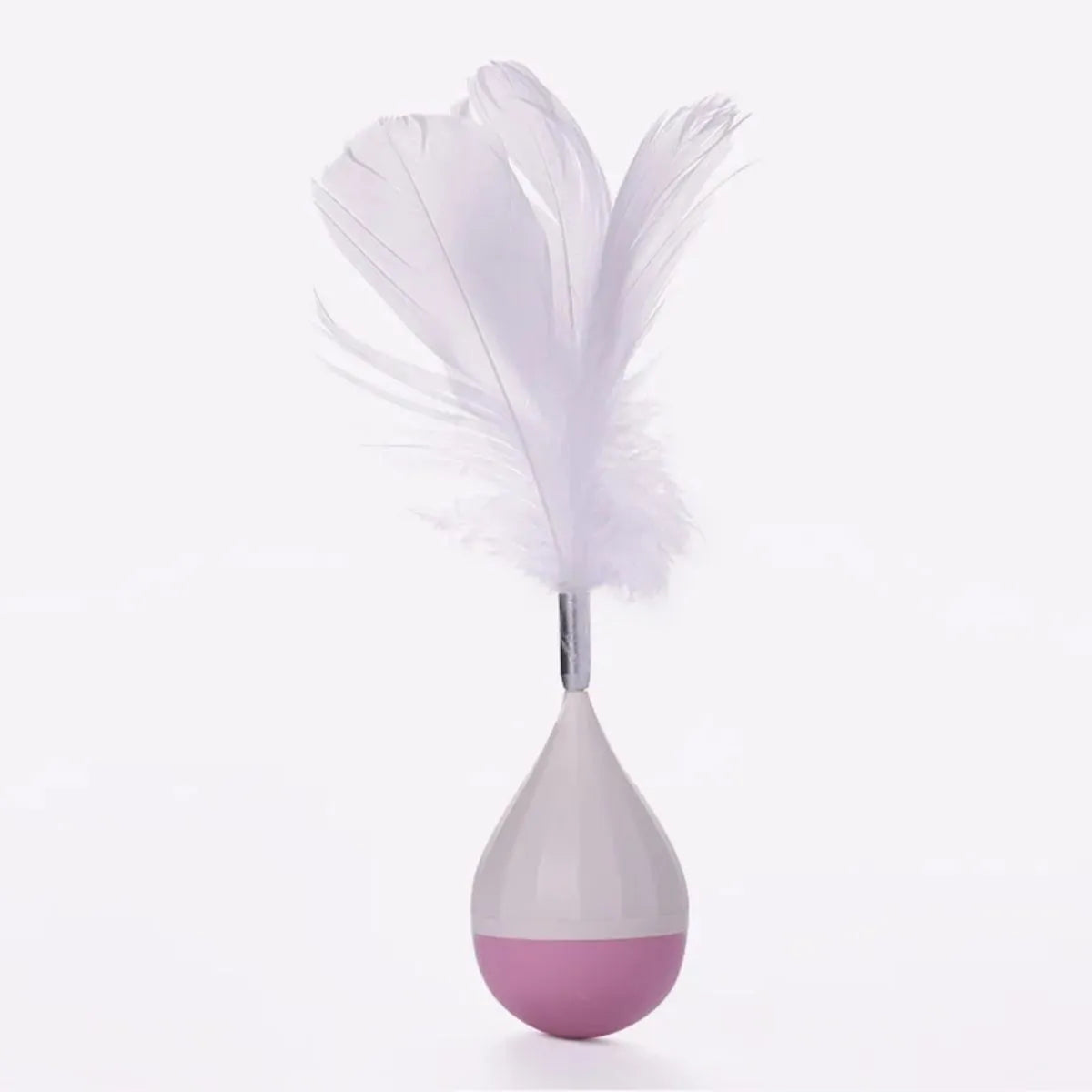 Green and pink feather tumbler cat toy with bite-resistant tease stick and goose feathers