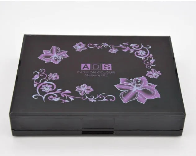 Compact 3-layer makeup box with 24 colour eyeshadow 8 colour lipstick and brushes in portable case 14.2cm x 11cm x 3cm