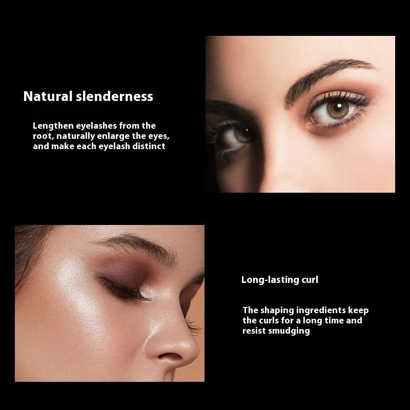 Black waterproof curling mascara for long thick lashes with smudge-resistant formula
