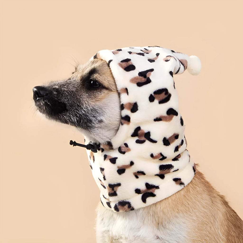 Bear headdress pet hat with rabbit ears for dogs and cats in leopard print colour