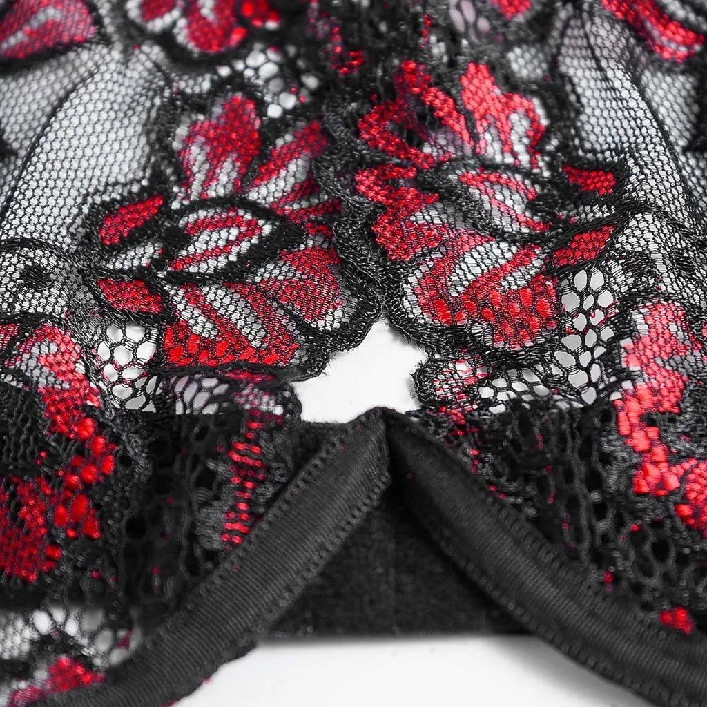 Black Red demon girl erotic lingerie bodysuit with stretchy polyester-spandex fabric for role play
