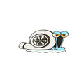 White cartoon snail reflective sticker for car bumper decoration measuring 12cm by 8cm