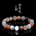 Natural moonstone bracelet with 8mm colourful beads on a single strand.