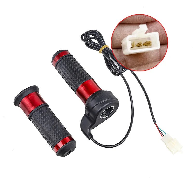 Three-wheel electric vehicle accelerator handle with three-speed rotating mechanism and optional horn button