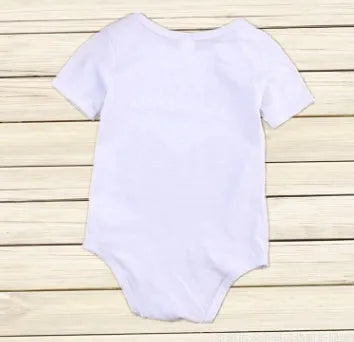 White cotton baby romper with Mama is my BESTIE print, short sleeves, sizes 70cm to 100cm