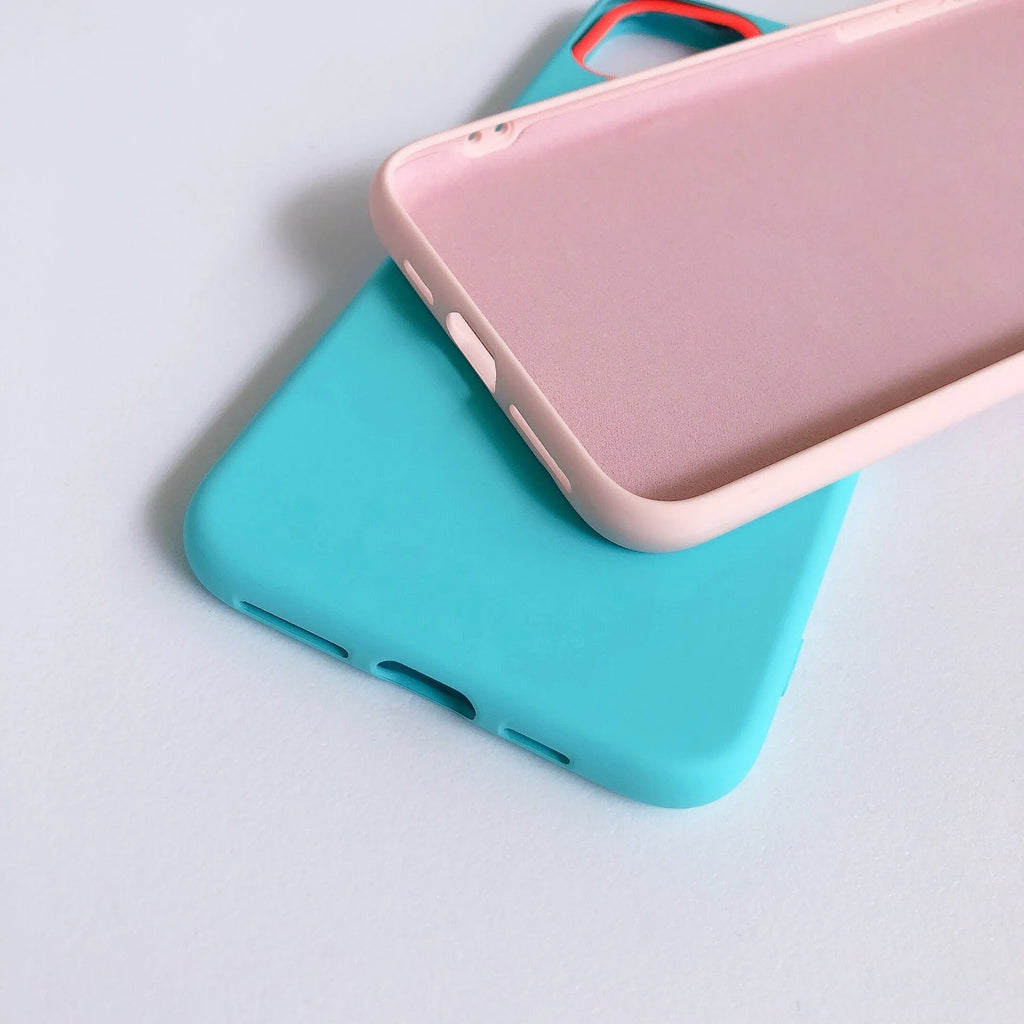 Silicone mobile phone case with liquid hand finish for iPhone 11, available in solid colours