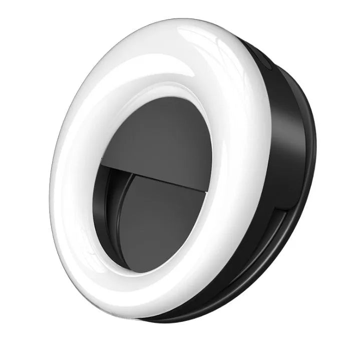 WQ-20 80mm round LED self-timer fill light in green or pink with USB rechargeable battery and stepless dimming
