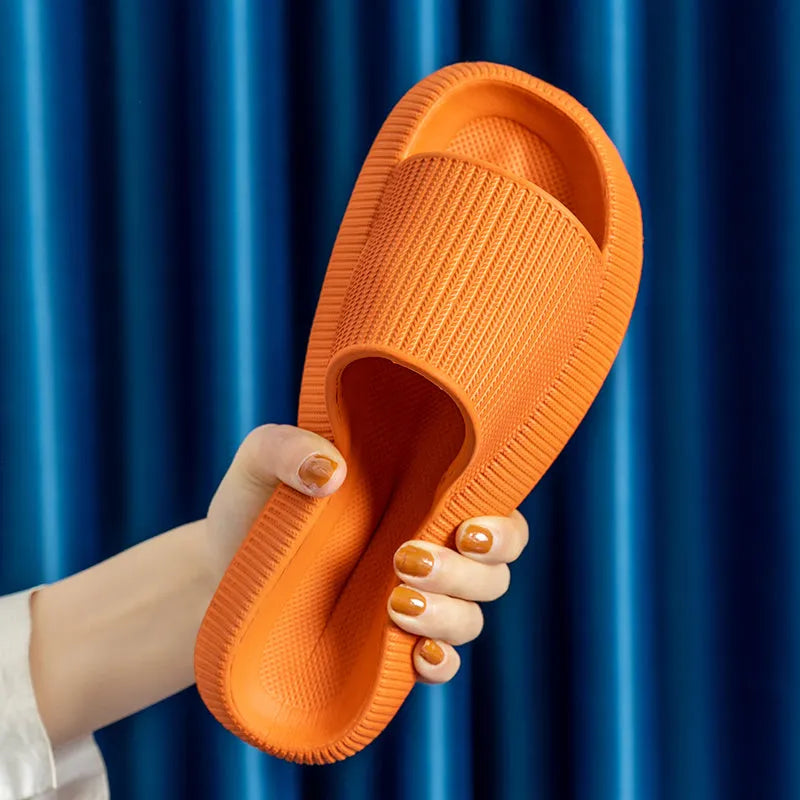 EVA solid sandals in orange colour with 32cm platform sole for indoor home use