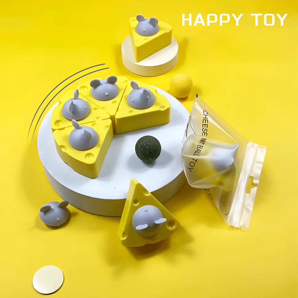 Yellow catnip toy balls with natural catnip and silvervine for teeth cleaning