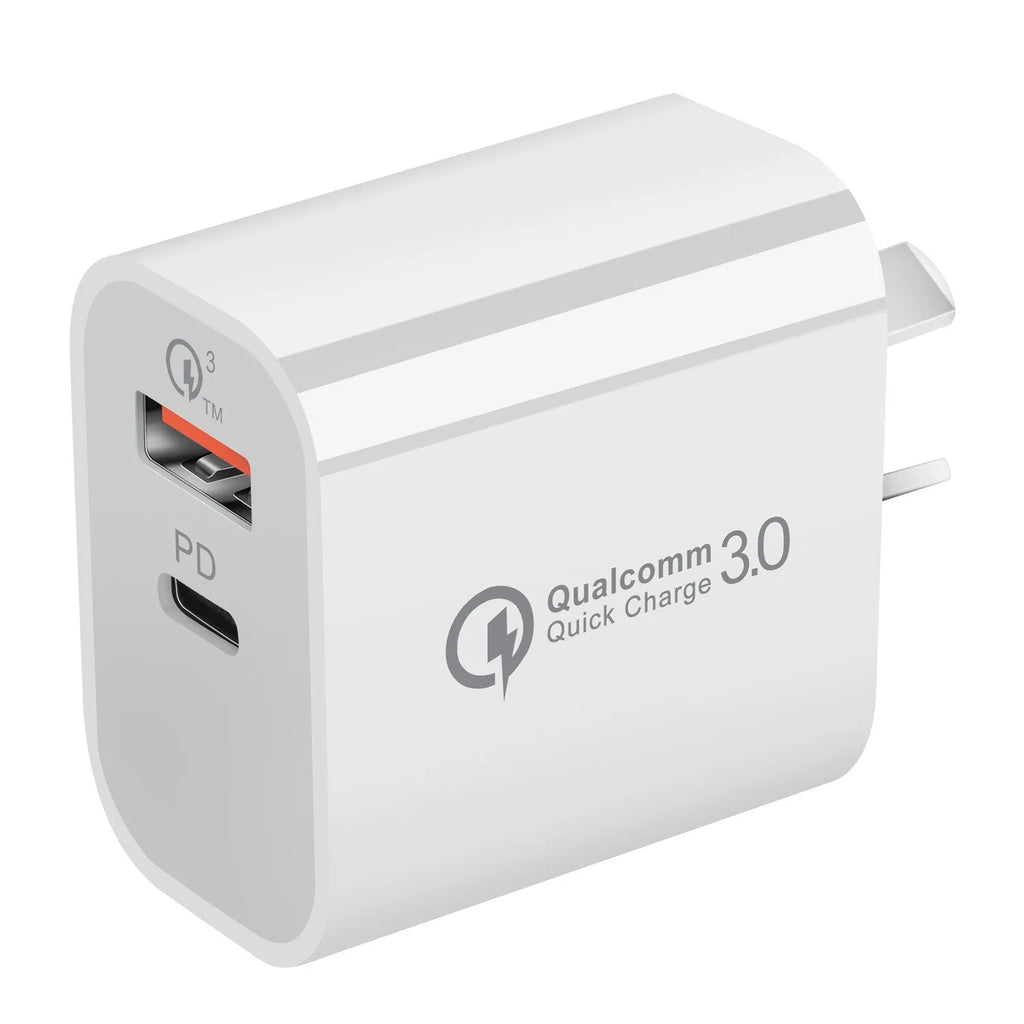 White Australian SAA dual port USB wall charger with AU plug