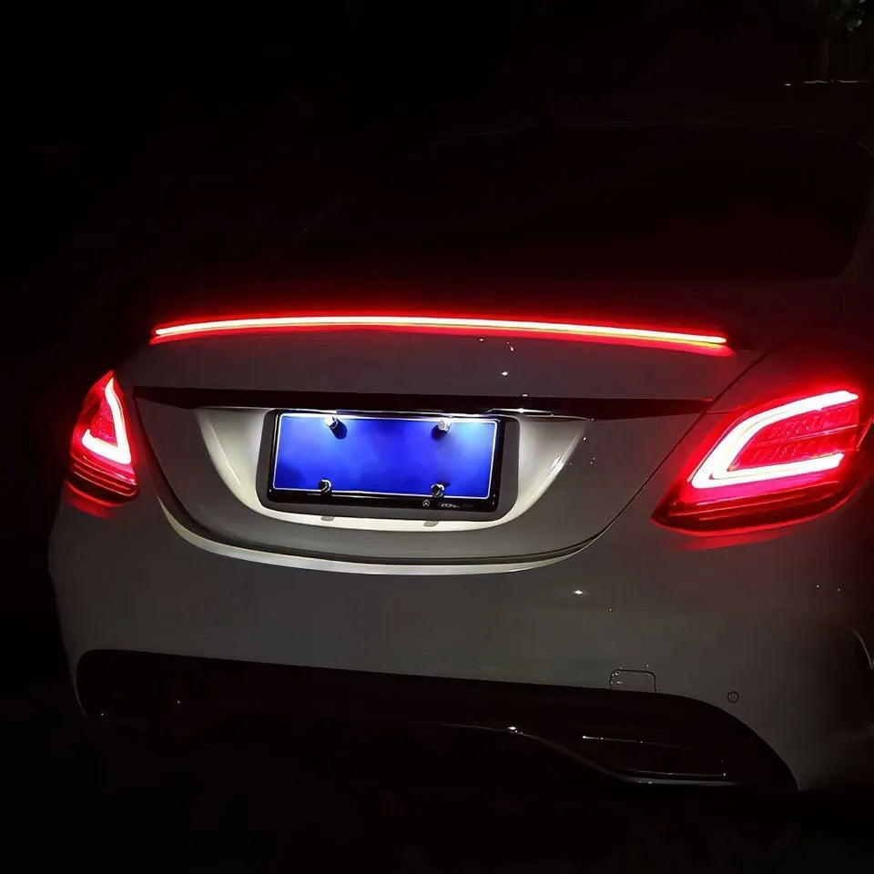 Car tail wing LED streamer turn signal light in red and colourful styles, showing 1.2m and 1.3m length options.