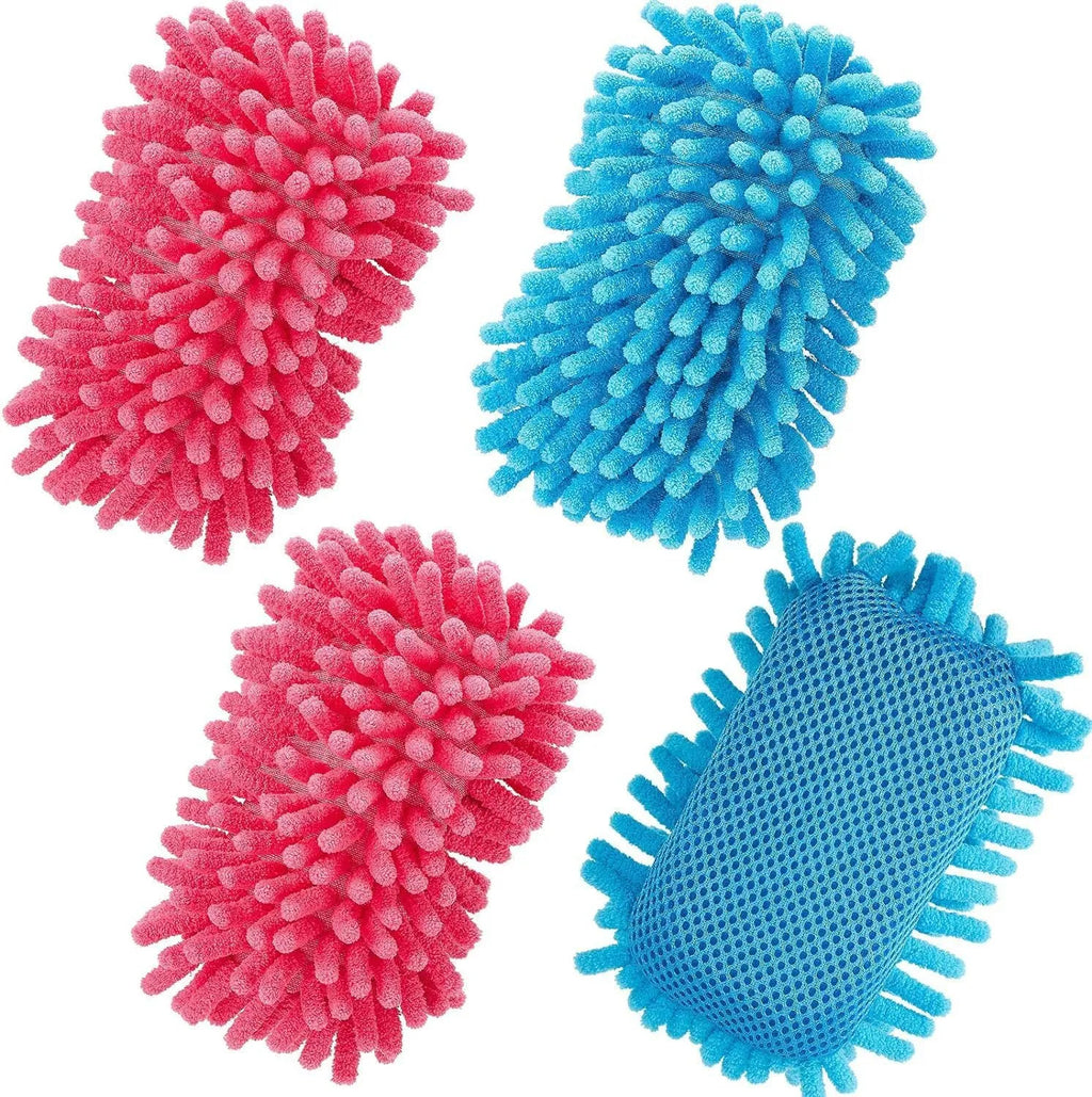 Chenille strong magnetic blackboard eraser in blue measuring 12x8x4 cm on whiteboard surface