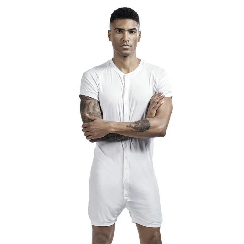 Men's polyester solid colour sports vest one-piece jumpsuit in grey