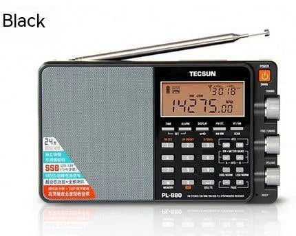 PL-880 high performance full band digital tuning stereo radio in black with built-in speaker and short wave antenna