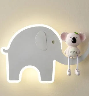 Children's bedroom cartoon wall lamp with iron shade in blue colour option, 400mm size, for bedside use