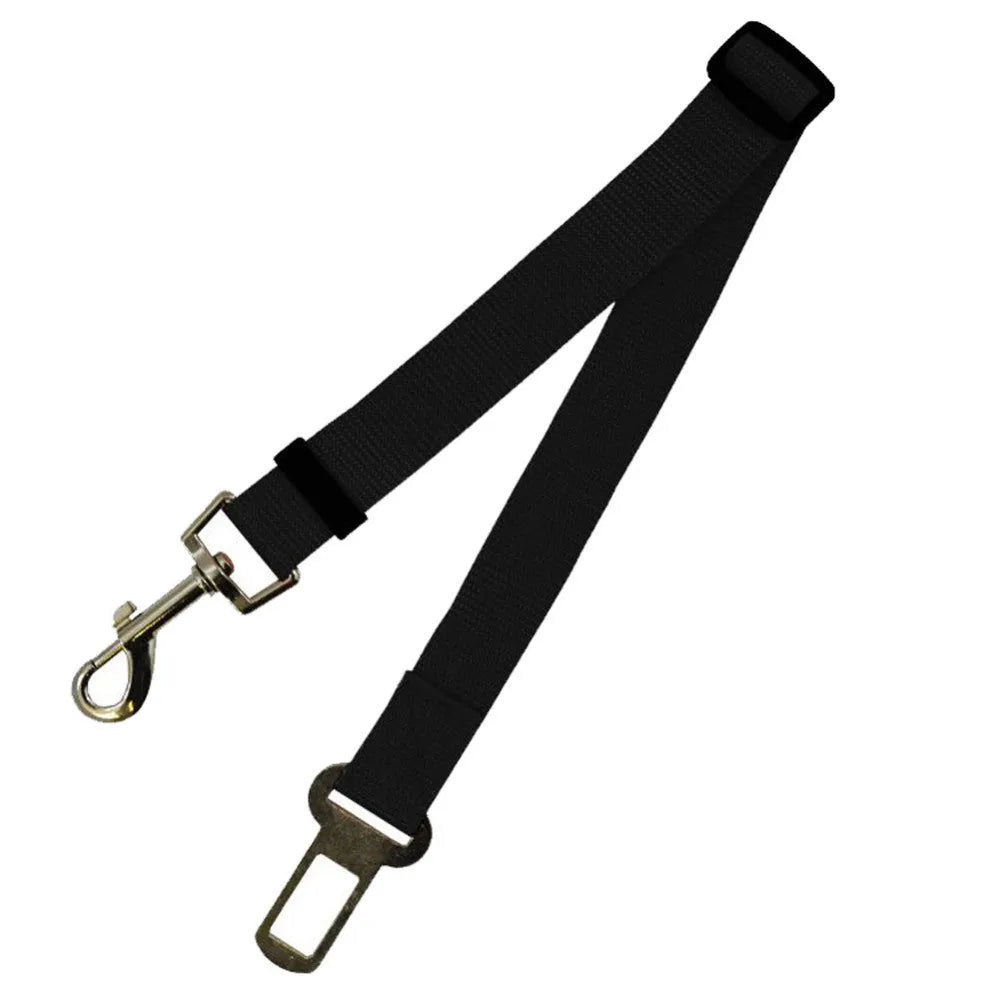 Fixed strap polyester dog leash pet car seat belt adjustable length 60-70cm black