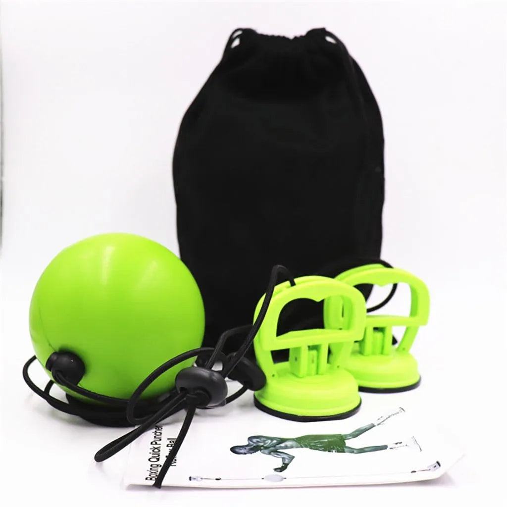Green PU suction cup suspended boxing speed ball on a smooth surface