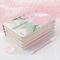 A5 thread-bound notebook with paper cover, 240 blank pages, 14cm by 21cm, pink colour option