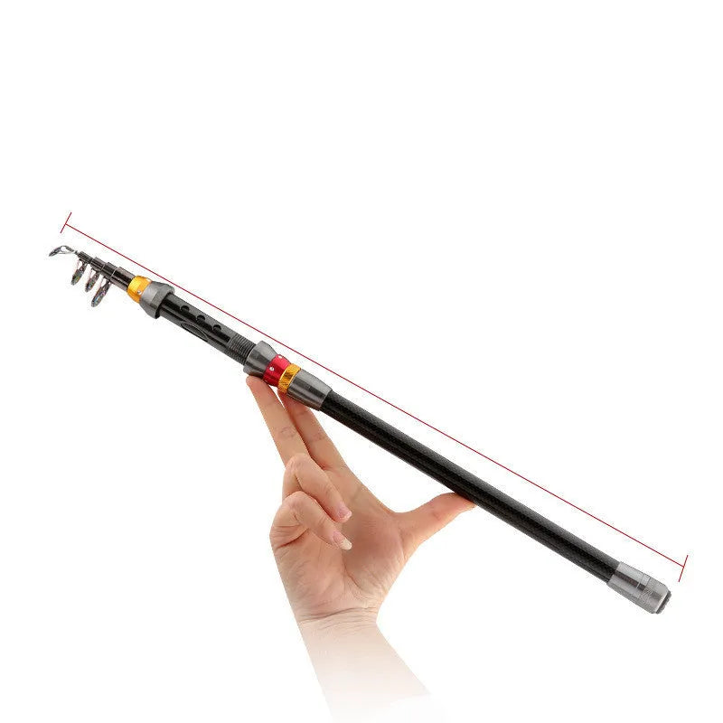Carbon fibre ultra short sea fishing rod, mini telescopic pole in 1.8m to 3.6m lengths, Photo Color