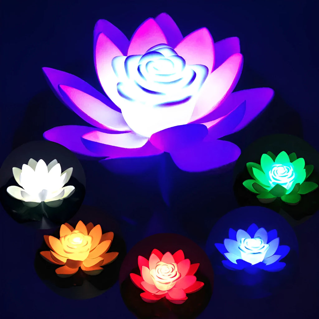 LED lotus lamp in 18cm size with EVA foam body showing lotus petal shape