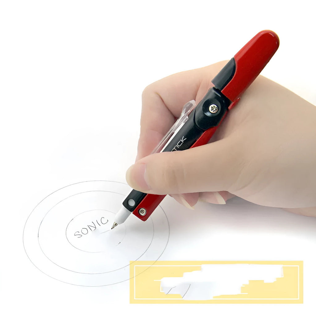 Automatic compass drawing pen with protective cover, 122mm compact design, converts to 0.5mm mechanical pencil
