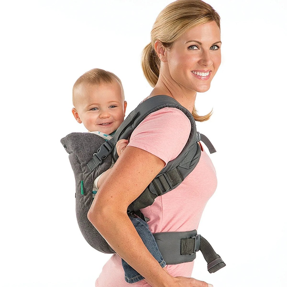 Multifunctional baby carrier in navy blue with adjustable front-hold sling, shoulder straps, 15kg maximum load, linen cloth and 210T pongee
