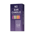 Ear candle health massage set showing 16 candles, 8 protection boards, and 16 cotton swabs in 8 different colours