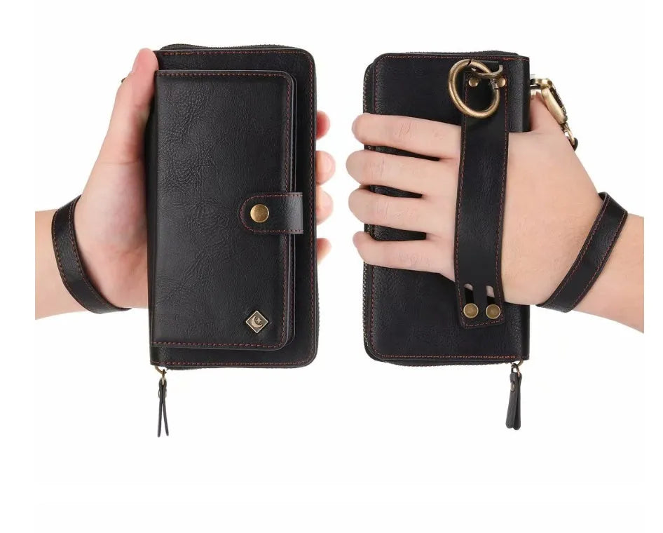 Black imitation leather wallet phone case with zipper for Samsung Galaxy Note8.