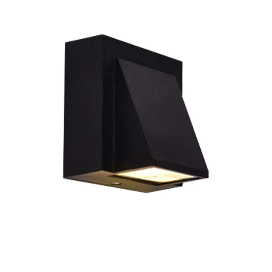 Waterproof 5W LED wall lamp with European style glass lampshade in black for courtyard background wall