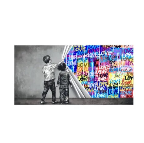 Children's graffiti abstract canvas print frameless wall art in modern style for kids room