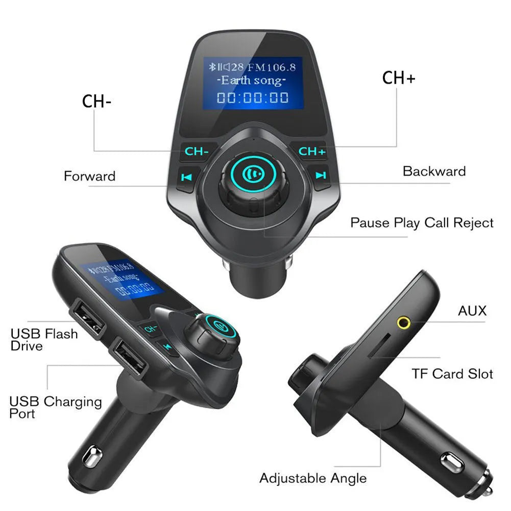Player Audio And Video Navigation FM Transmitter with 1.3 inch monochrome screen and Bluetooth for cars