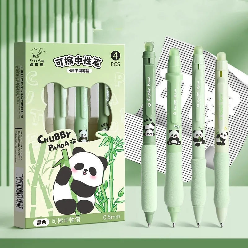 Cartoon-designed plastic gel pen with 0.5mm tip and erasable ink in black or blue.