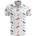 Loose fit 3D printed short sleeve casual T-shirt on a hanger, showing colour and pattern detail.