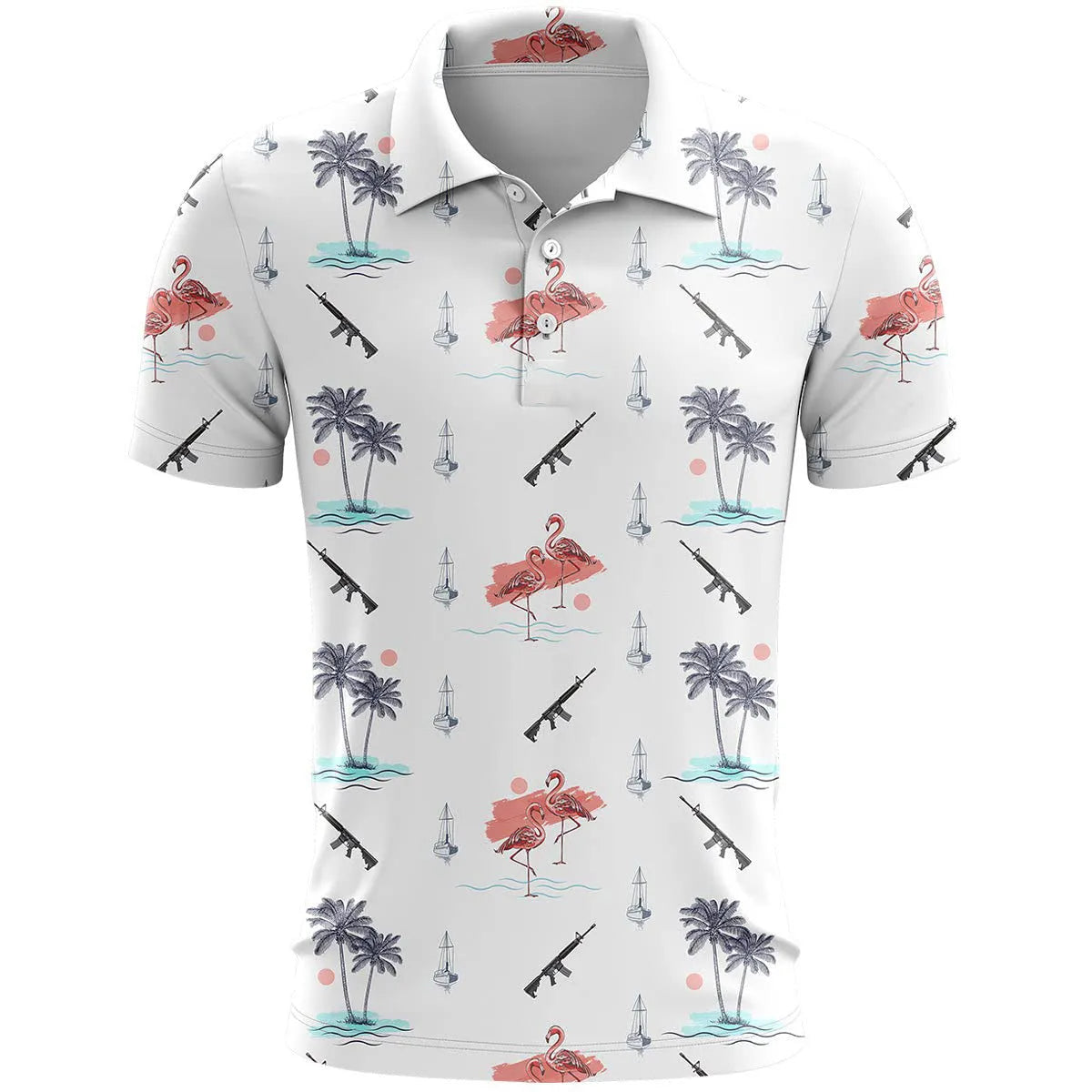 Loose fit 3D printed short sleeve casual T-shirt on a hanger, showing colour and pattern detail.