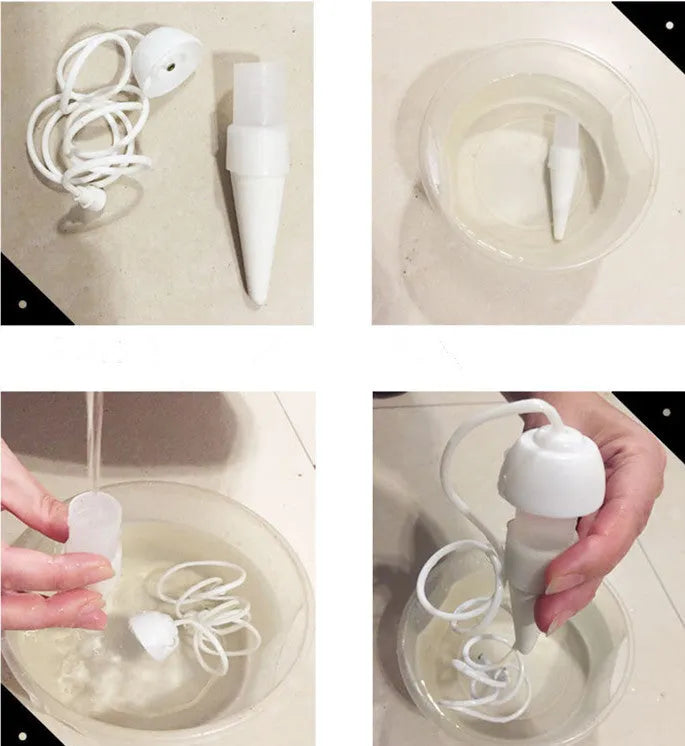 White ceramic and PP self-watering seepage device with 78cm pipe, 11cm height, 3cm diameter for potted plants