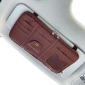 Car sun visor organizer full leather wrap PU leather with button clip and double zipper in black