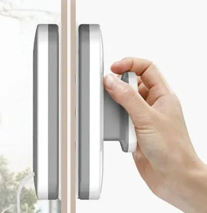 Magnetic double-sided window cleaner with silicone scraper, ABS and magnetic rubber body, 10x15x4cm, 0.4kg, for 3-10mm to 20-35mm glass