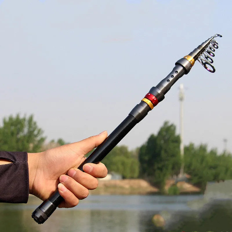 Carbon fibre ultra short sea fishing rod, mini telescopic pole in 1.8m to 3.6m lengths, Photo Color