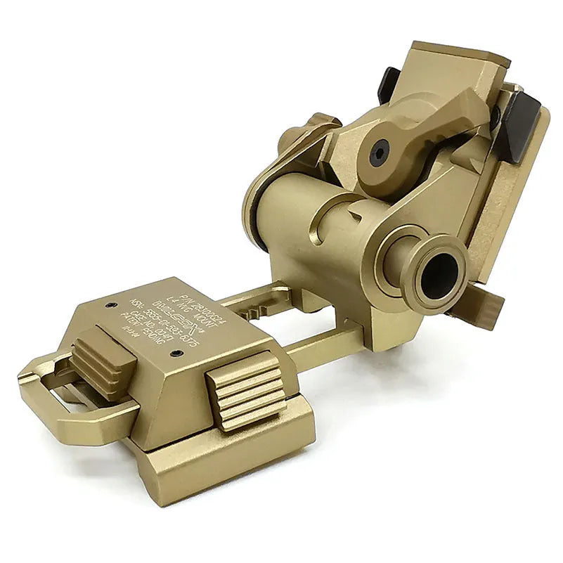 Tactical helmet dumper bracket in black, brown or silver with corrosion resistant construction