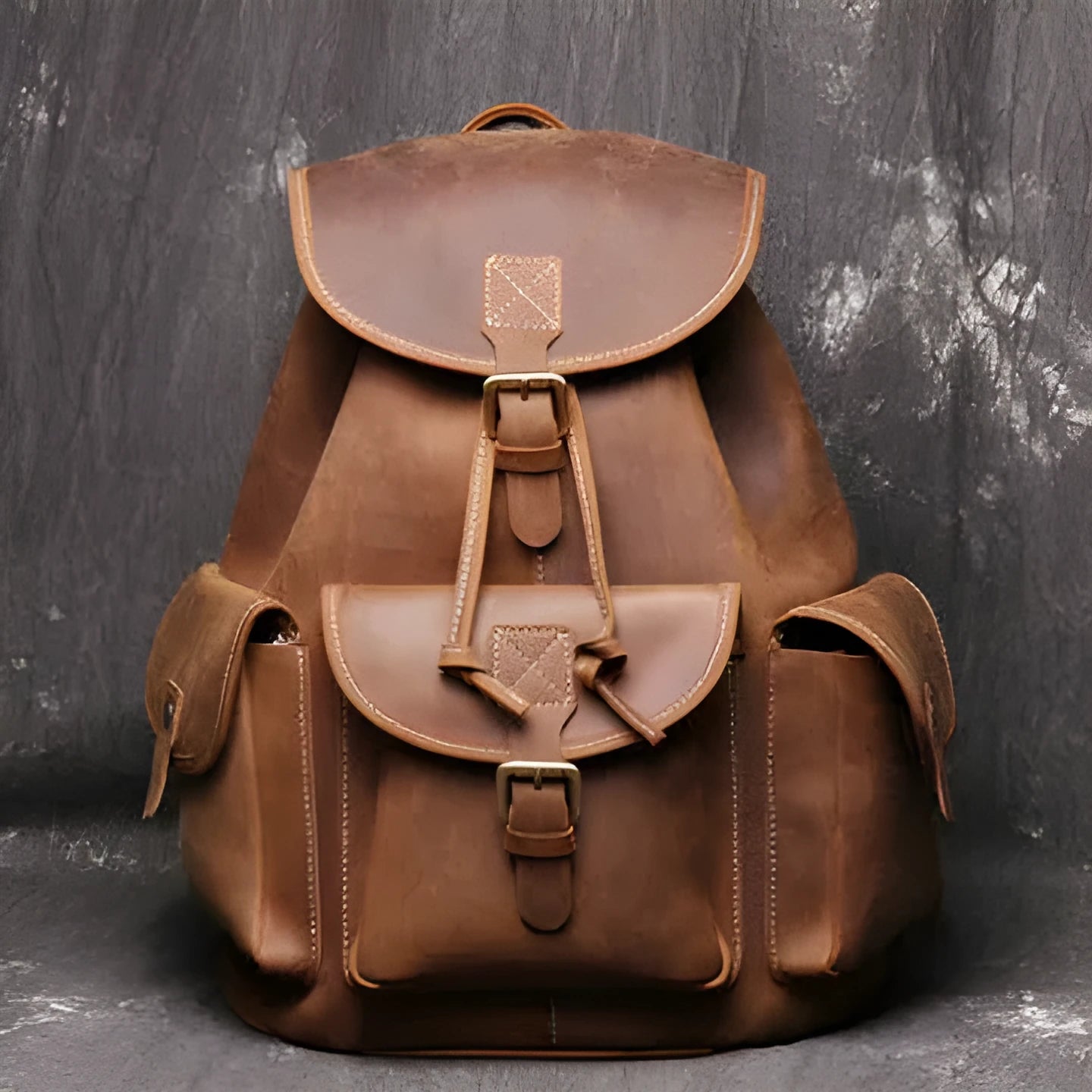 Women crazy horse leather backpack oval shape black brown drawstring buckle flap pockets first layer cowhide