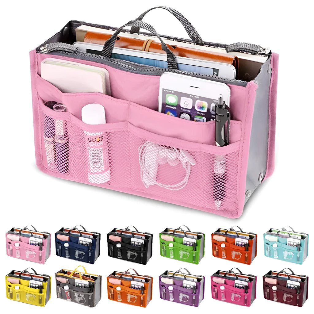 Ladies nylon makeup cosmetic bag in a colour option with zipper closure, 28cm by 10cm by 18cm