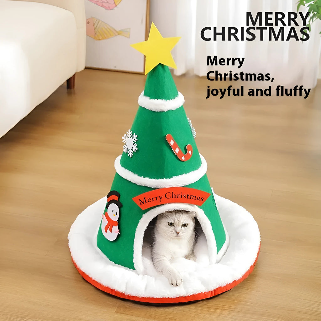 Cat nest Christmas felt design removable cloth pet bed for cats and small dogs