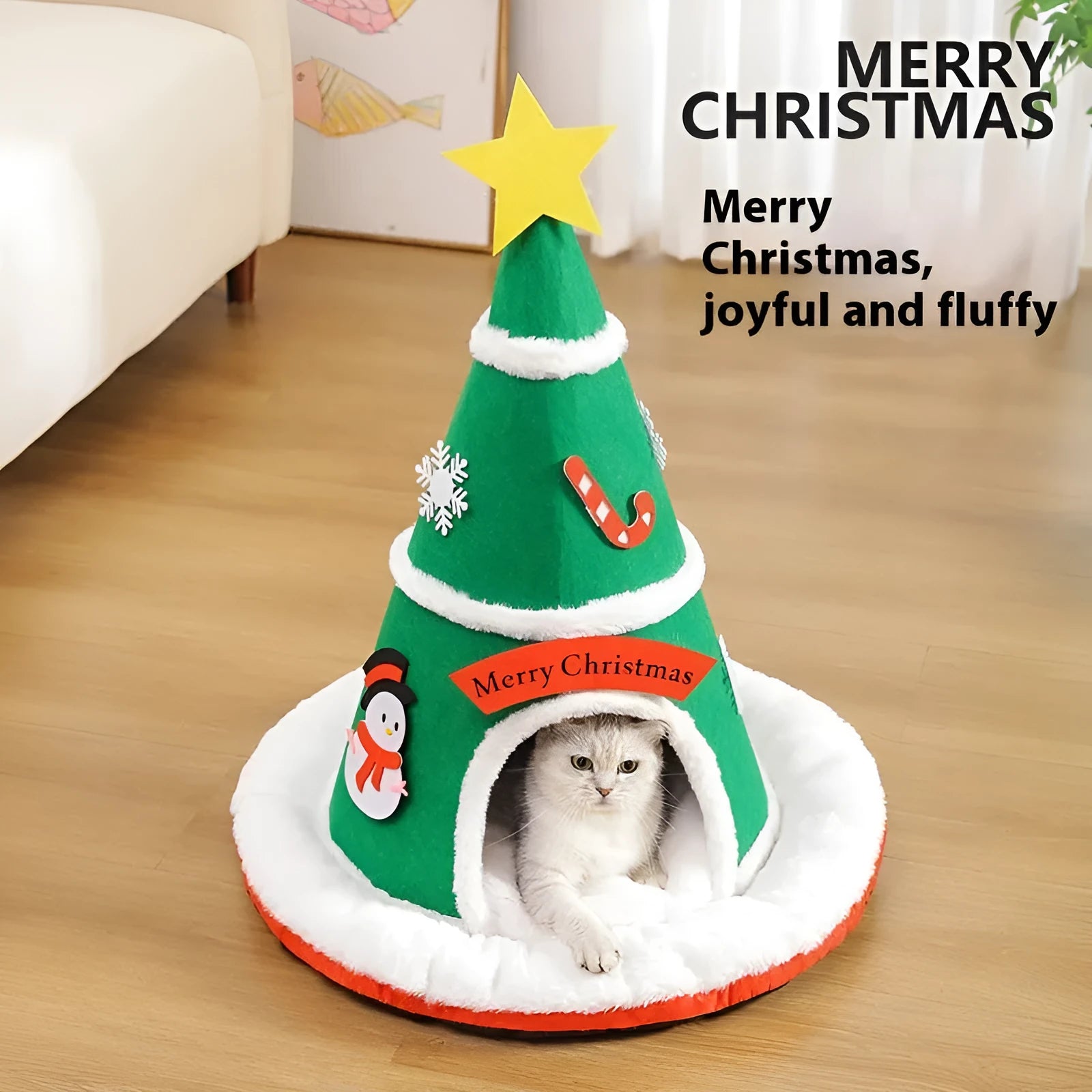 Cat nest Christmas felt design removable cloth pet bed for cats and small dogs