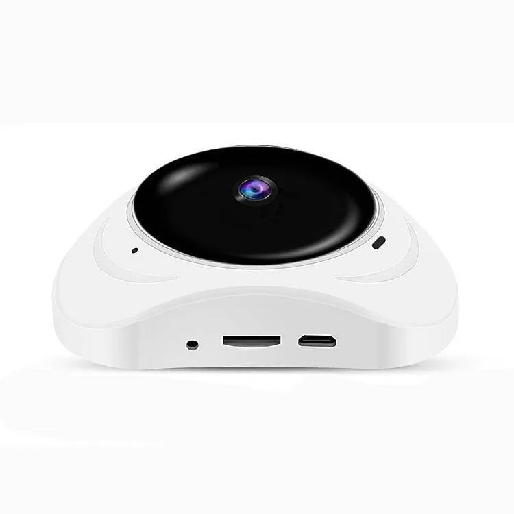 Indoor smart security camera with 360-degree pan tilt control and 6-metre night vision in black plastic
