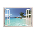 Sea view window wall sticker PVC mural 60x90cm with fire retardant and antifouling functions
