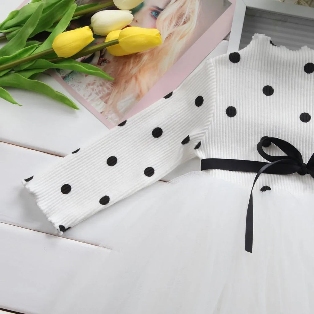 Baby girls long sleeve lace tutu dress in black, pink or white for christening and birthday parties