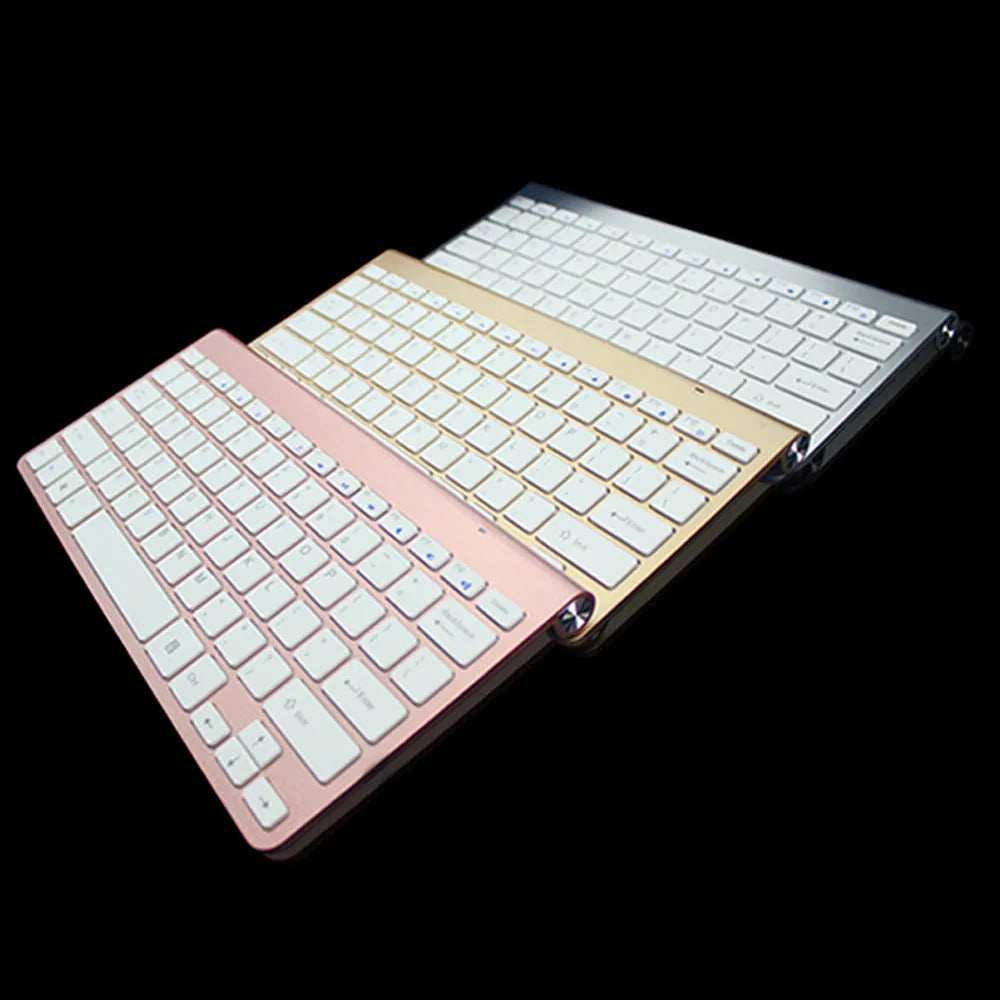 2.4G wireless keyboard and mouse combo set in Gold, Rose Gold, or Silver with 78 keys and shared USB receiver