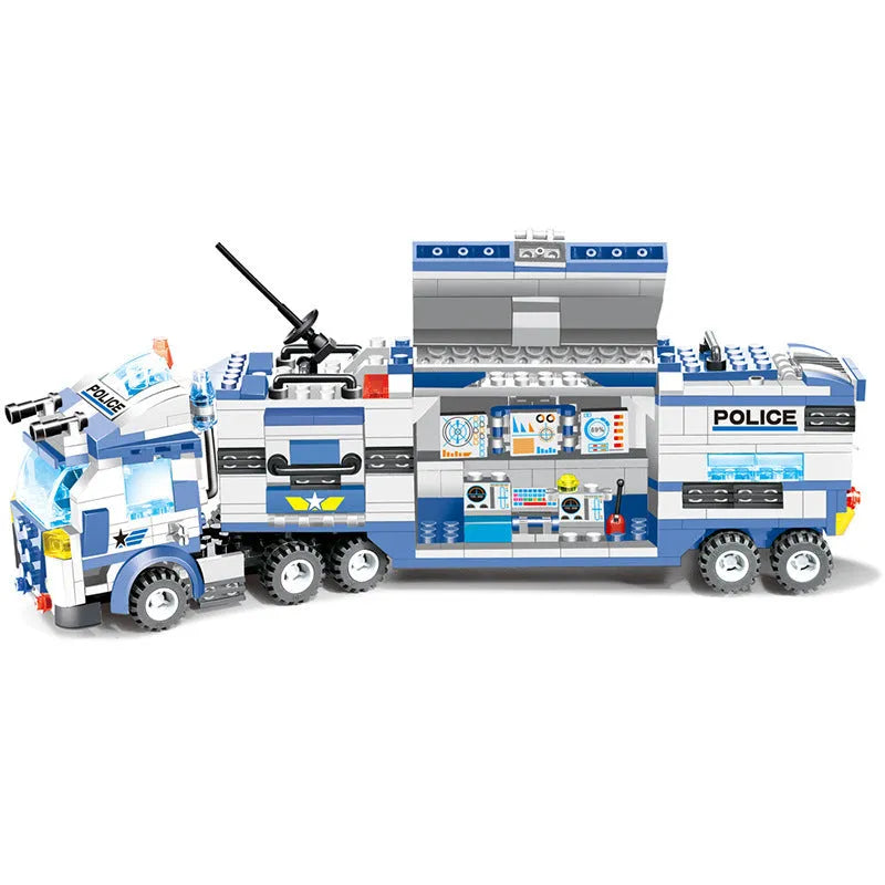 City Police 762-piece 8-in-1 building blocks set in gift bag with robot and car models